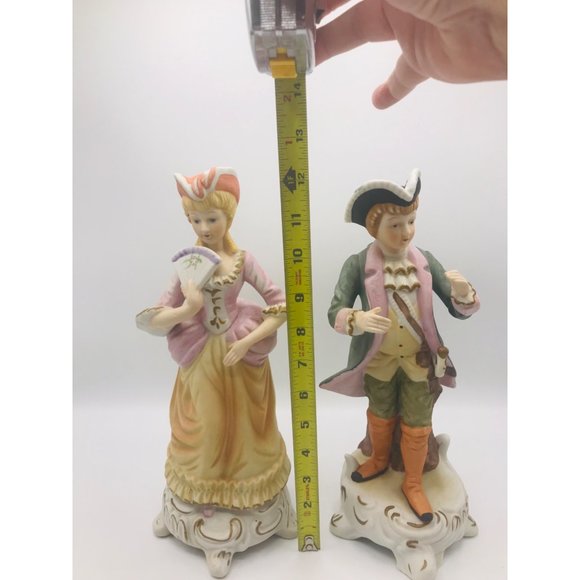 Vintage Deville set of 2 12” hand painted Victorian figurines - Picture 6 of 7